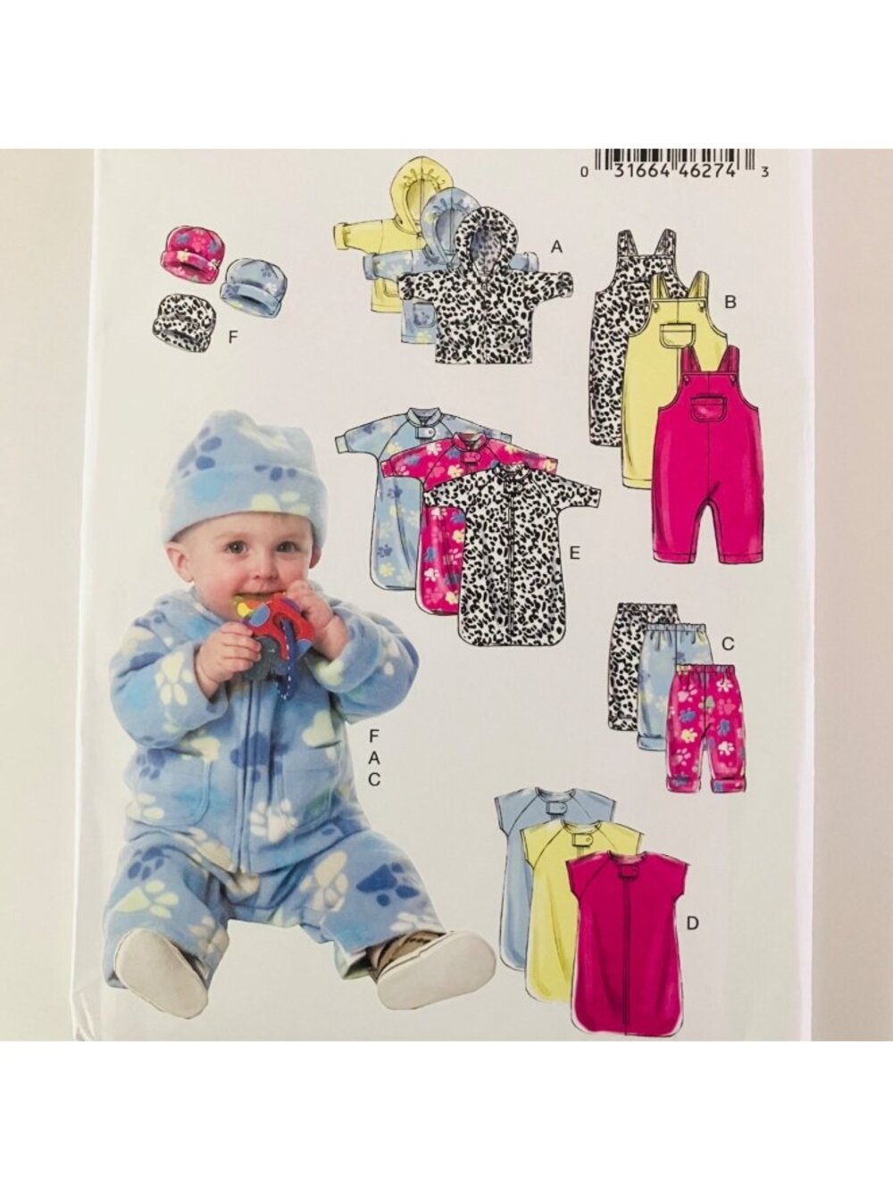 Butterick B6238 Baby Clothes Overalls Jacket Bunting Hat Pants Pattern UC